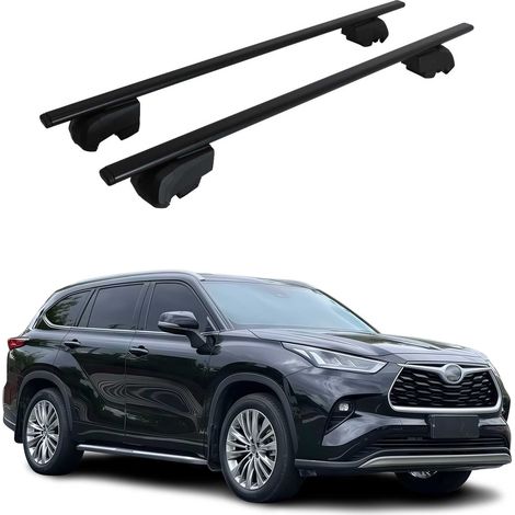 OMAC Barres de toit pour Toyota Highlander IV 2020-2026 – City Crash tested – ISO PAS 11154:2006 – Antivol inclus – Charge max 75 kg – 2 barres Noir (1/4)
