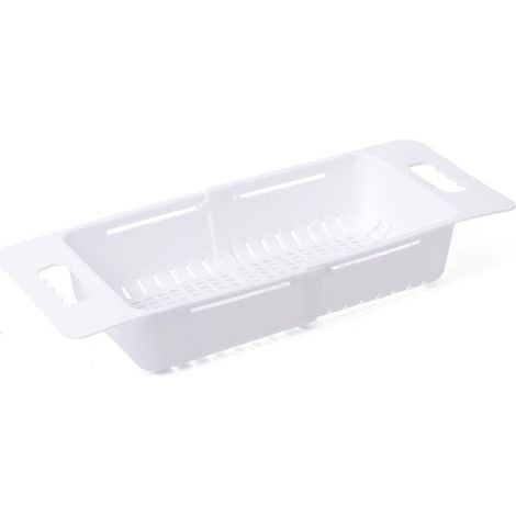 Crépine pliable au-dessus de l'évier évier réglable panier à fruits et légumes égouttoir panier d'évier passoire extensible de cuisine panier de séchage de légumes, blanc (1/5)