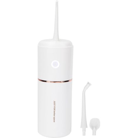 Hydropulseur électrique portable rechargeable pour le nettoyage des dents à l'eau, blanc (1/5)