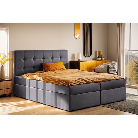 Boxspringbett mit matratze und bettkasten, Schlafbett LUDANO stoff Noel 120x200 cm Dunkelgrau (1/5)