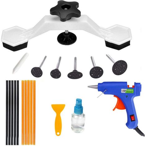 APEX kit Débosselage Carrosserie sans Peinture avec Pistolet à Colle, avec 20 languettes de débosselage pour Voiture