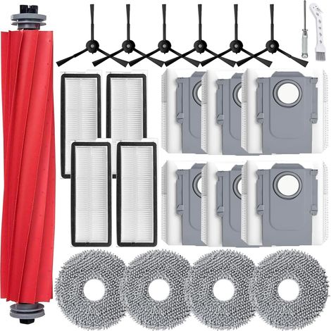 Zubehör für Roborock Qrevo S/Qrevo Pro/Qrevo MaxV/Qrevo Plus Saugroboter, Ersatzteile mit 1 Hauptbürsten, 4 HEPA Filter, 4 Wischpads, 6 Staubbeutel, 6 Seitenbürsten (1/5)