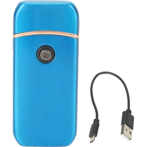 Briquet électrique d'extérieur, coupe-vent, sans flamme, rechargeable par USB, double face, bleu (1/5)