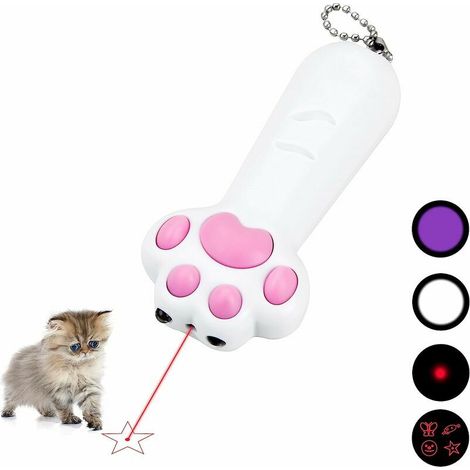 Pet Cat Laser Toys 7 en 1 LED pointeur en forme de patte, 3 modes d'éclairage, outil d'entraînement pour animaux de compagnie pour Cat Dog Chaser (1/5)