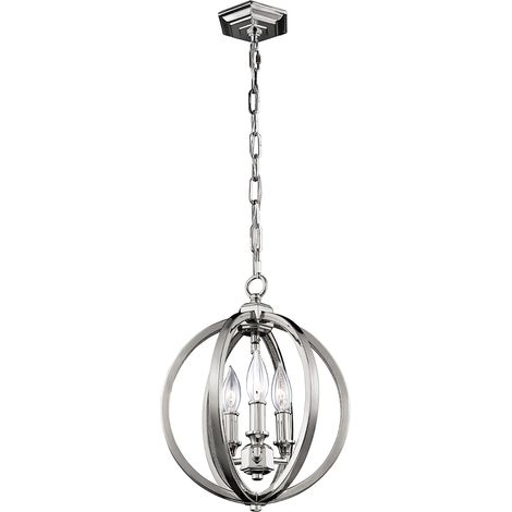 Lampada a sospensione plafoniera lampada a sospensione in acciaio nichel D 28,6 cm design sferico (1/5)
