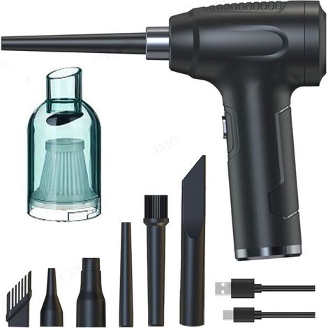 Aspirateur à air comprimé, aspirateur d'ordinateur sans fil, dépoussiéreur électrique pour clavier, bureau, nettoyage de siège de voiture, bon remplacement pour bidon d'air comprimé, destructeur de po (1/4)
