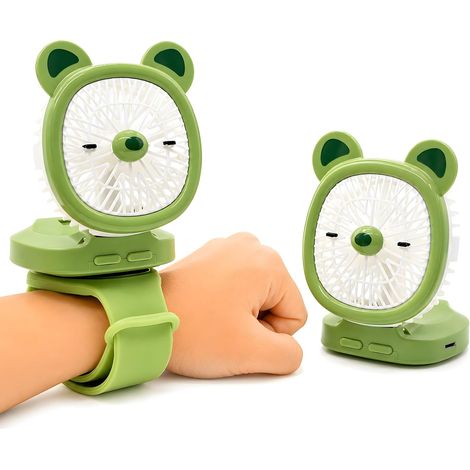 Ventilatore portatile, con illuminazione a LED e 3 velocità – Ventilatore portatile per bambini (maschi e femmine), ricaricabile tramite USB, per interni ed esterni (1/5)