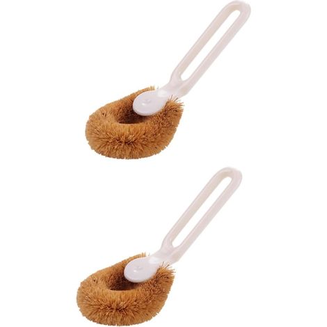 2 Pièces Brosse à Cheveux Marrons Brosse de Nettoyage de Tuyaux de Bouteille Éponge Pinceaux Cuisine Brosse à Vaisselle de Cuisine à Pot Casserole PP