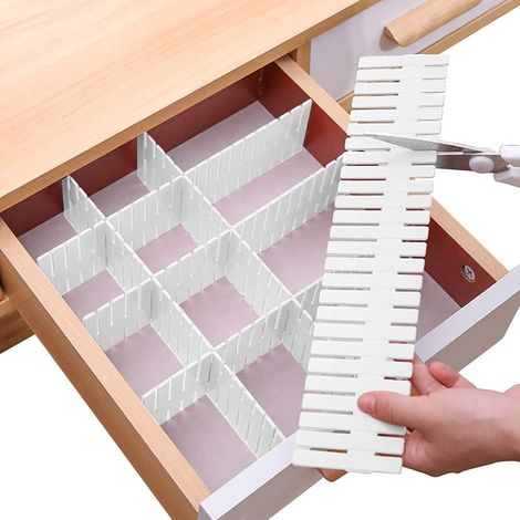 Séparateur tiroir ajustable, rangement couverts sous-vêtements vêtements, découpage libre (1/5)