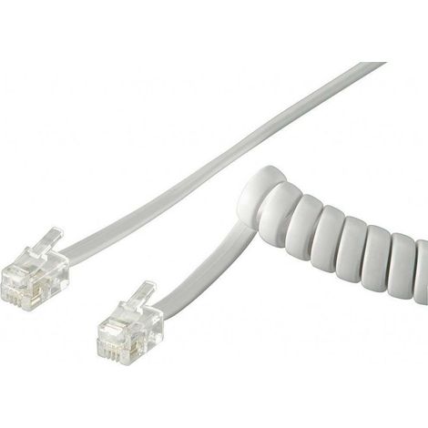 Telefonhörer-Spiralkabel, Kupferkaschierter Aluminiumleiter (CCA), RJ10-Stecker (4P4C)  RJ10-Stecker (4P4C). Kabellänge 2 m