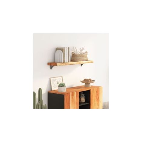 Étagère murale rectangulaire massif acacia bordure assortie (1/5)
