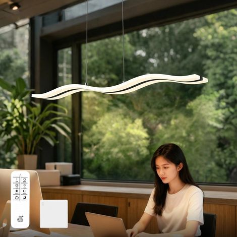 Mai & Mai Lampadario Sospensione 36W, 97 CM, Metallo Base, Lunghezza Filo 150 CM, Altezza regolabile, Lampada da Soffitto a Sospensione per Camera da Letto, Cucina e Soggiorno, Nero Sabbia, Alivetta (1/5)