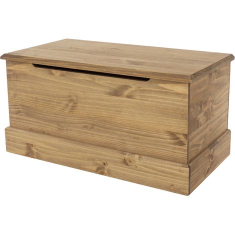 Coffre 91x47,9x46 cm en pin naturel ciré - YVEN