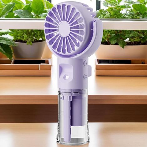 Tragbarer Sprühventilator, wiederaufladbarer tragbarer Ventilator - tragbare Klimaanlage mit vier Geschwindigkeitsstufen, Wanderklimaanlage (Lila) (1/3)