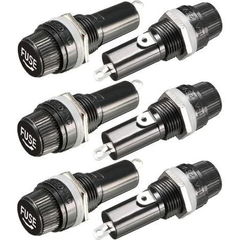 6 pièces 6x30mm Porte Fusible AC 10A 250V Noir Porte Fusible à Capuchon à Vis, Porte Fusible à Capuchon à Vis Monté sur Panneau (1/5)