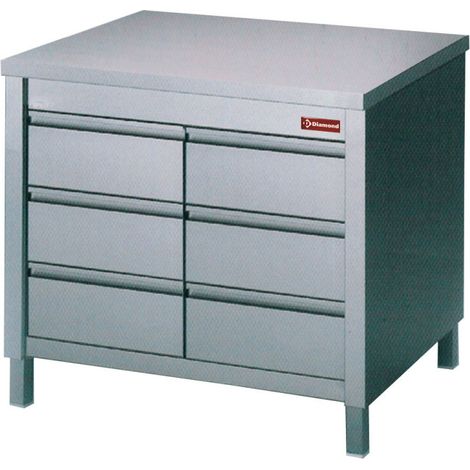 Table sur armoire - 6 tiroirs GN 1 / 1 - Diamond (1/2)