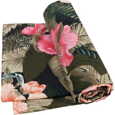 Telo Arredo Copridivano Palme Tropicale Cotone Copri Tutto Letto Gran Foulard Multiuso - 260x280 Cm