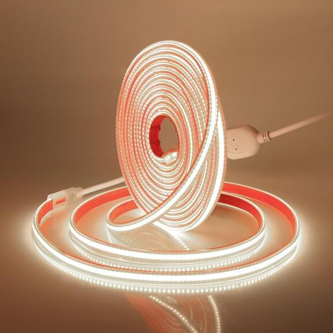 COB LED Light Sticker, 288Leds/m IP65 Waterproof 230V Super Bright Flexible Strip LED Strip Light Strip for Stairs, Bedroom, Christmas, Party, etc (Natural White, 3M) (1/5)
