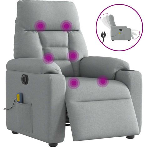 vidaXL Electric Massage Recliner Chair Light Grey Fabric (1/5)