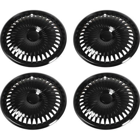 Lot de 4 enjoliveurs de roue 15 pouces noirs, élégants, garnitures de jante universelles de remplacement pour Seat Ibiza (1/5)