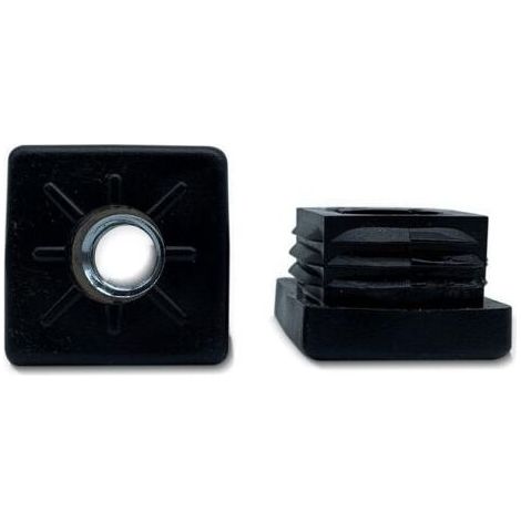 4 - Bouchon Fileté Carré - Embout Pour Tube Carré - Fixation Pied Réglable M8 - Pour Mobilier Et Portail Aluminium - Noir - 30x30mm (1/4)