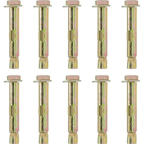 10 x boulons hexagonals pour montage mural en maçonnerie en béton (M6 x 50 mm) (1/4)