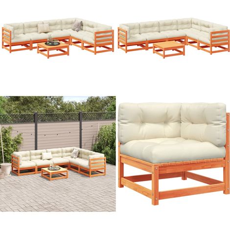 7-tlg. Garten-Sofagarnitur mit Kissen Wachsbraun Kiefernholz - Gartengeset - Gartenmöbeln - Kiefernholz Möbel - Esszimmergarnituren - Loungegarnitur - Home & Living (1/5)