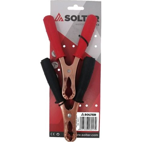 Juego de 2 Pinzas de Batería Negra Roja 200A de Solter