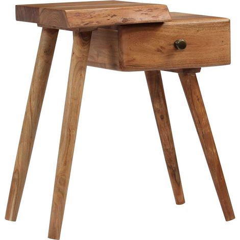 Mesita de noche de madera maciza de acacia 45x32x55 cm vidaXL (1/5)