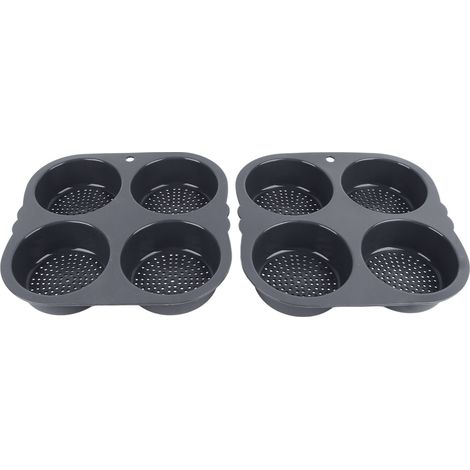 Moule à pain hamburger 4 tasses, silicone 10 cm, grand moule de cuisson lavable au lave-vaisselle pour petits pains maison (1/5)