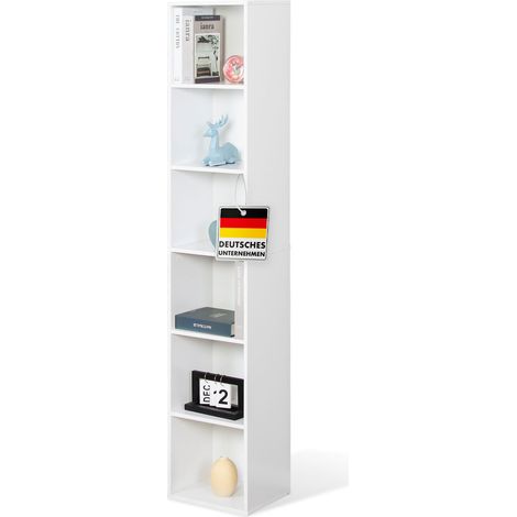 Bücherregal Delaware Weiß, 30 x 24 x 158,5 cm, 6 Fächer