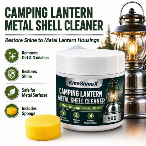 KineShineX Reinigungs- und Polierset für Metall-Campinglampen, 50 g Reinigungspaste mit rundem Schwamm, geeignet für Petroleum (1/5)