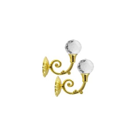 1 Paar Kristall-Gardinenhalter - Wandhaken (Gold) - Crezuo