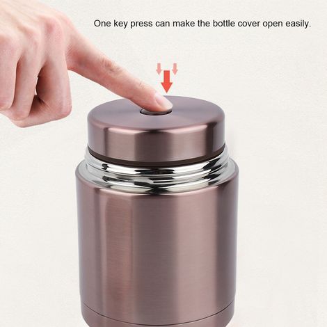 Bouteille isotherme 800ml en acier inoxydable portable avec manchon, couleur or champagne (1/5)