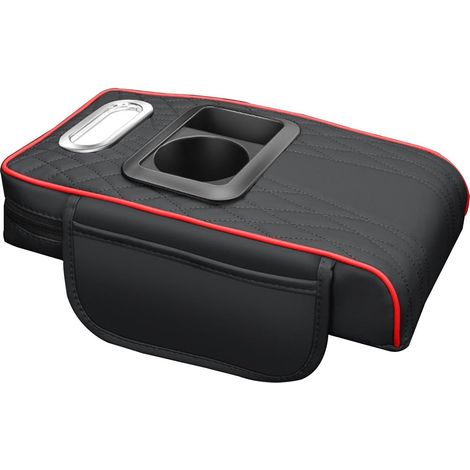 Housse de console centrale de voiture, coussin d'accoudoir de voiture Coussin de console centrale de avec poches de rangement Housse d'accoudoir pour avec porte-gobelet, tapis de b (1/5)