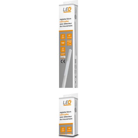 Réglette aluminium leds à piles avec détecteur (1/4)