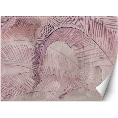 Fototapete 3D Palmenblätter Beton Rosa 100x70 cm (1/5)