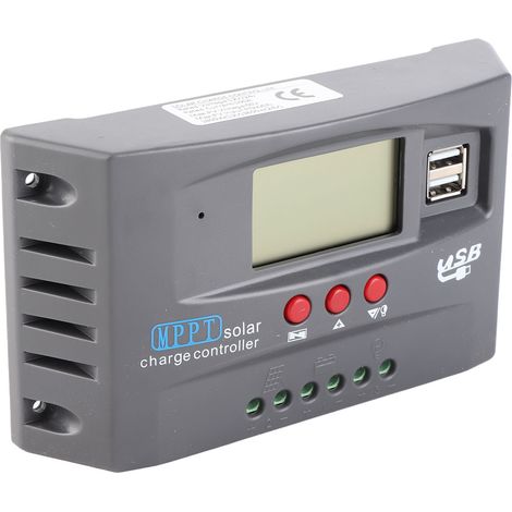 Régulateur Solaire 12V/24V Identification Automatique avec Écran LCD et Double USB Sortie 5V/2A pour Panneau Photovoltaïque (1/3)