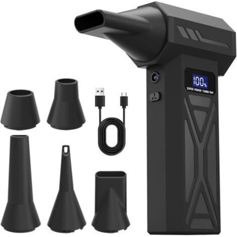 Souffleur d'air comprimé, mini souffleur sans fil 110 000 tr/min alimenté par batterie, 4 vitesses, écran LCD, avec kit de brosses, pour PC, clavier, voiture et maison.
