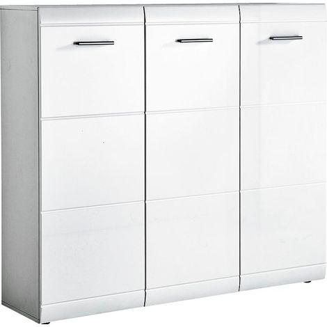 Schuhschrank 3trg in Hochglanz weiß DANARO-01, BxHxT 134x120x37cm (1/5)