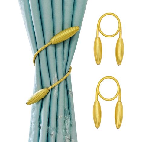 Gardinenclips für Wohnzimmer, Wohnung, Fenster, 2 Stück, gedreht (gold) (1/4)