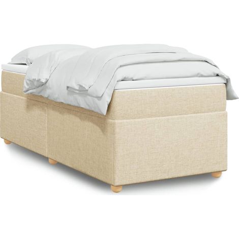 Boxspringbett mit Matratze Creme 90x200 cm Stoff