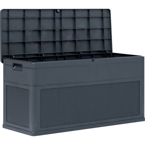 Coffre de jardin Gris Anthracite Plastique Solide 116 X 46 X 60 cm 320 l de volume. Rangement facile et discret
