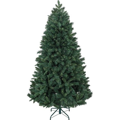 Árbol de Navidad artificial de 180 cm con soporte de acero plegable, 1061 ramas, decoración navideña, color verde.