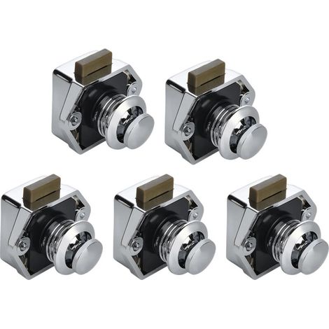Set di 5 serrature per camper, serrature a pulsante senza chiave per camper, yacht, barche, camper, mobili da campeggio, roulotte (argento)