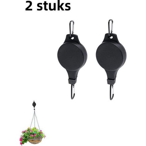 Crochet Rétractable - Pour Panier Suspendu Cage À Oiseaux Pot De Fleurs - Réglable En Hauteur 90 Cm - Charge 1 2 À 10 Kg - 2 Pièces (1/5)