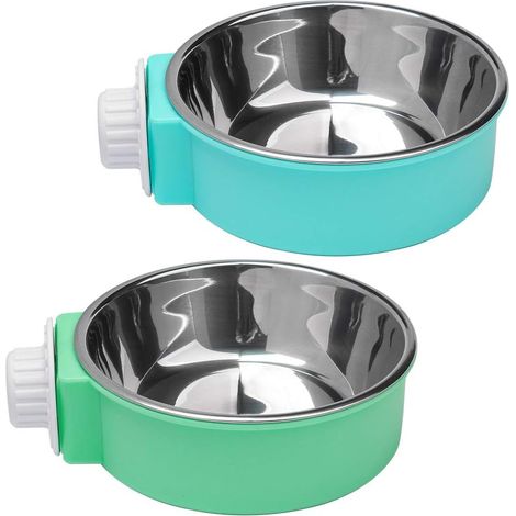 Filiyano-Lot de 2 gamelles pour animaux de compagnie, gamelle suspendue 2 en 1 pour chien, gamelles d'eau amovibles pour cage, pour petits animaux (1/5)