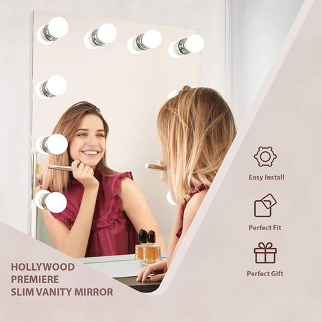 Lot de 6 lampes LED style Hollywood pour miroir cosmétique - 3 couleurs - Miroir non inclus (1/5)