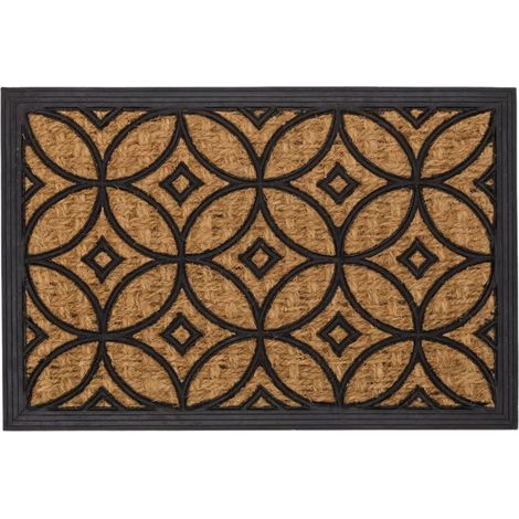Felpudo de coco, ornamento geométrico, con marco, 60x40 cm (1/5)