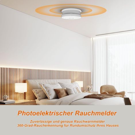 Détecteur de fumée, détecteur de fumée avec Base magnétique Détecteur d'incendie Durée de Vie de 10 Ans, détecteur d'incendie photoélectrique avec Piles remplaçables (1/5)